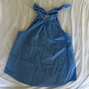 J crew size 4 blue tank with bow back